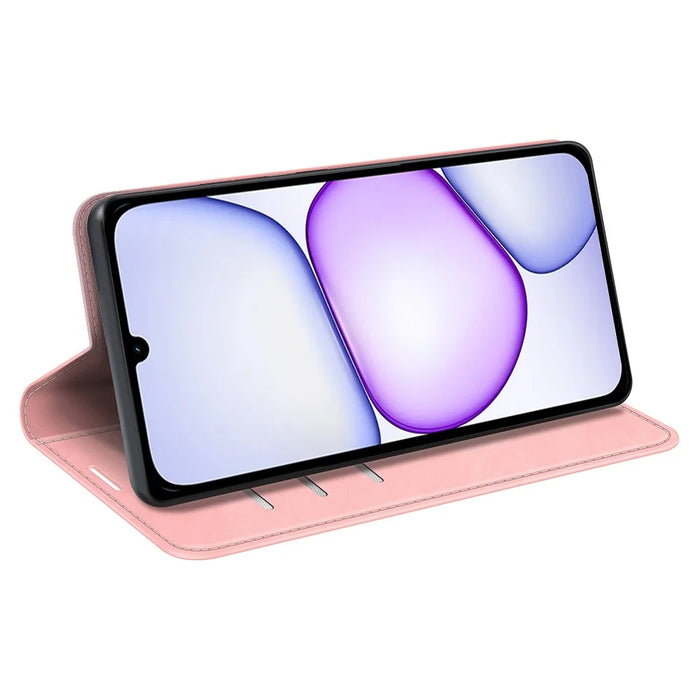 For Realme C100 5G Case Skin Touch Leather Wallet Phone Cover - Pink - 3