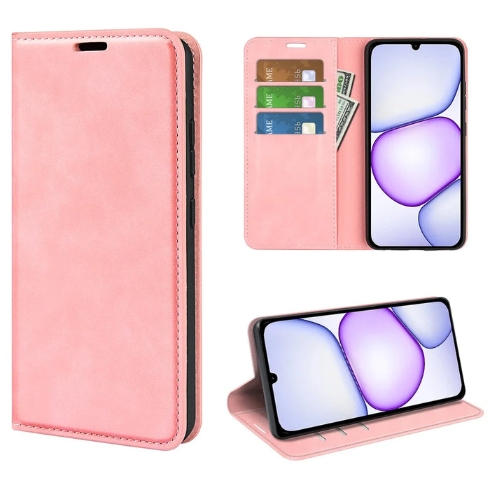 For Realme C100 5G Case Skin Touch Leather Wallet Phone Cover - Pink - 5