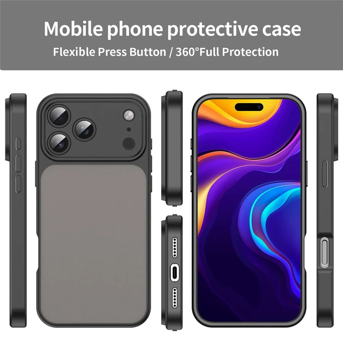 For iPhone 18 Pro Max  /  17 Pro Max Case Skin Touch Matte Anti Drop TPU PC Phone Back Cover - Black - 2