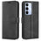 For Realme C100 5G Stand Case Anti-Scratch Calf Texture Leather Phone Cover - Black - 1