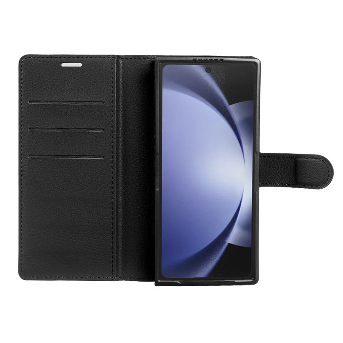 For Samsung Galaxy Z Fold5 5G Case Wallet Stand Litchi Texture Shockproof Leather Phone Cover - Black - 3