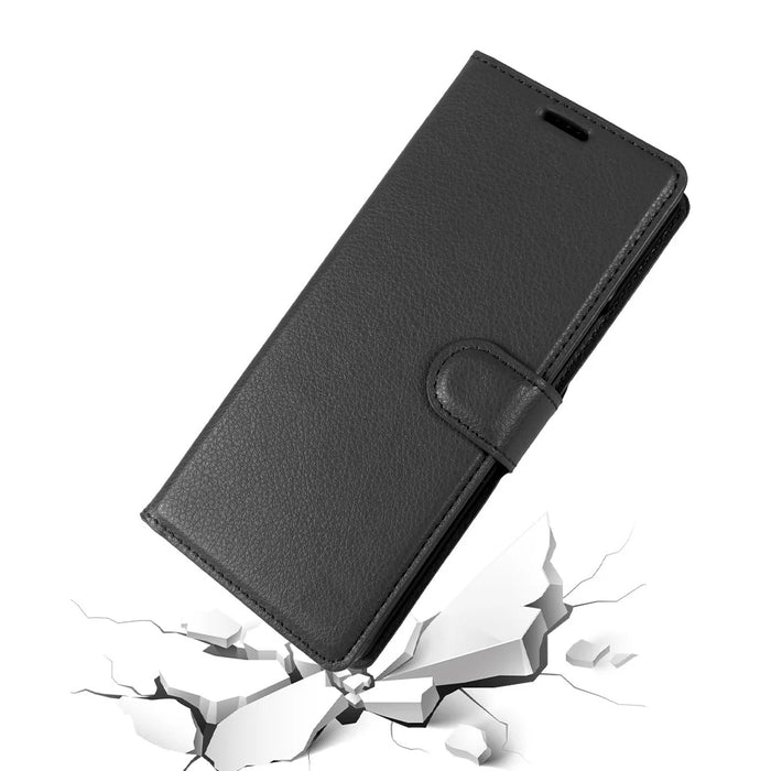For Samsung Galaxy Z Fold5 5G Case Wallet Stand Litchi Texture Shockproof Leather Phone Cover - Black - 5