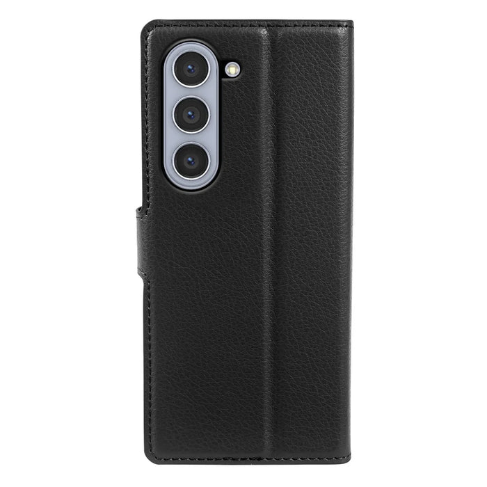 For Samsung Galaxy Z Fold5 5G Case Wallet Stand Litchi Texture Shockproof Leather Phone Cover - Black - 7