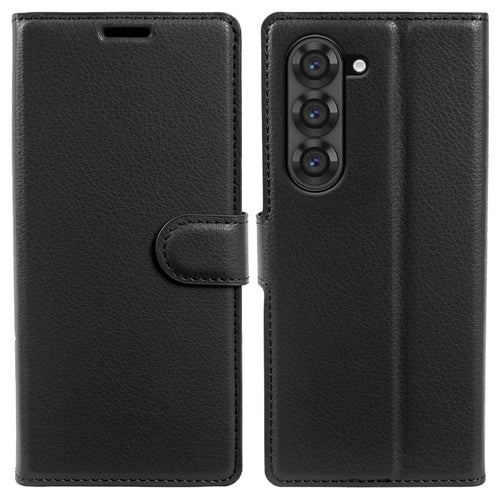 For Samsung Galaxy Z Fold6 5G Case Wallet Stand Litchi Texture Shockproof Leather Phone Cover - Black - 1