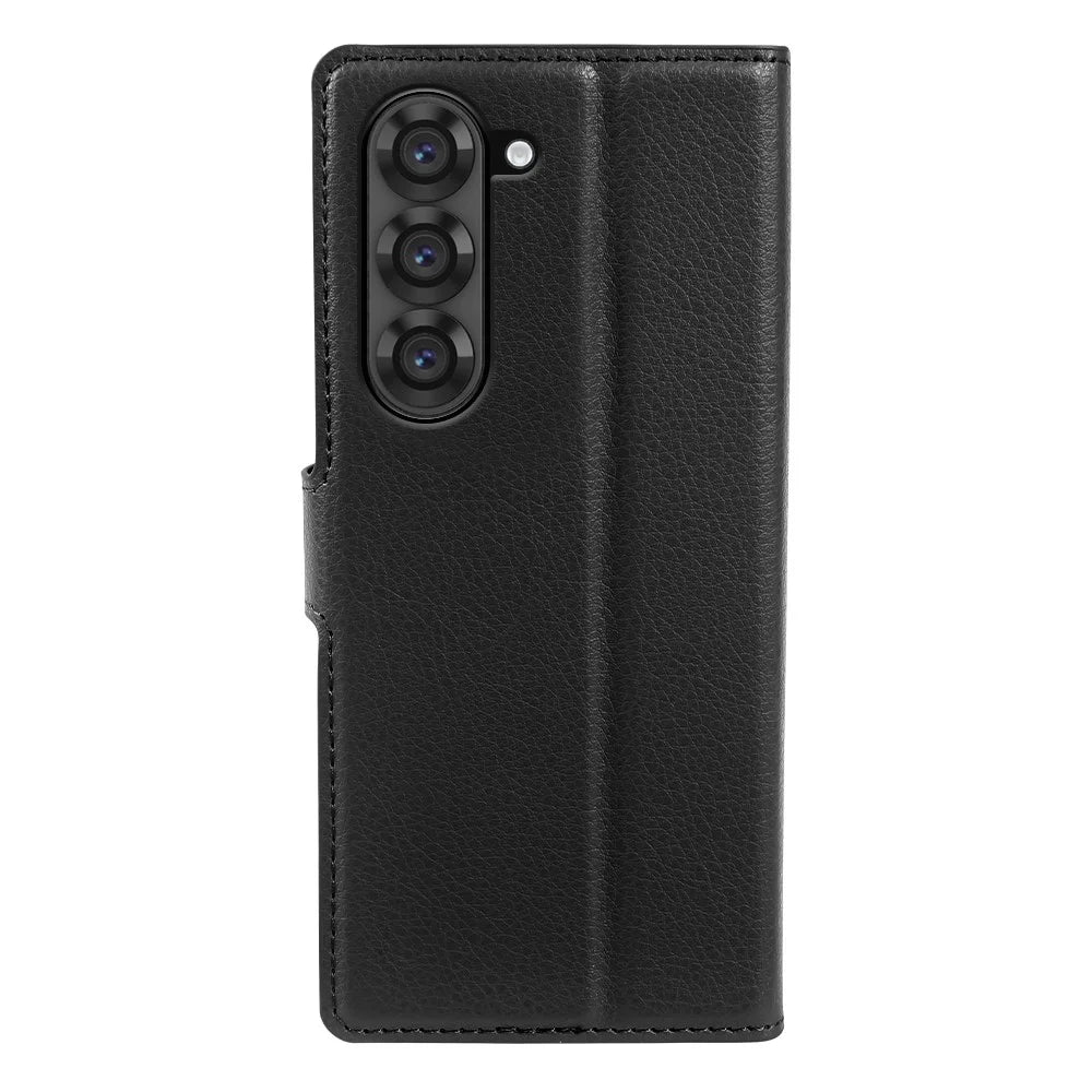 For Samsung Galaxy Z Fold6 5G Case Wallet Stand Litchi Texture Shockproof Leather Phone Cover - Black - 7