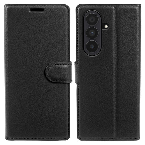 For Samsung Galaxy Z Fold7 5G Case Wallet Stand Litchi Texture Shockproof Leather Phone Cover - Black - 1