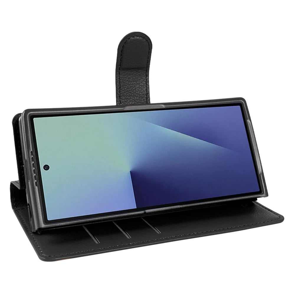 For Samsung Galaxy Z Fold7 5G Case Wallet Stand Litchi Texture Shockproof Leather Phone Cover - Black - 2