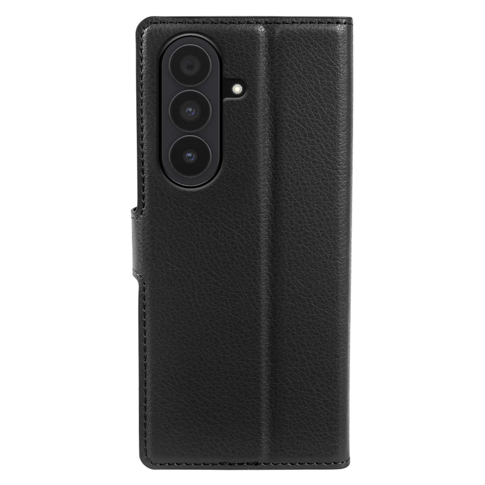 For Samsung Galaxy Z Fold7 5G Case Wallet Stand Litchi Texture Shockproof Leather Phone Cover - Black - 7