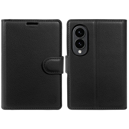 For Samsung Galaxy Z Fold8 Case Wallet Stand Litchi Texture Shockproof Leather Phone Cover - Black - 1