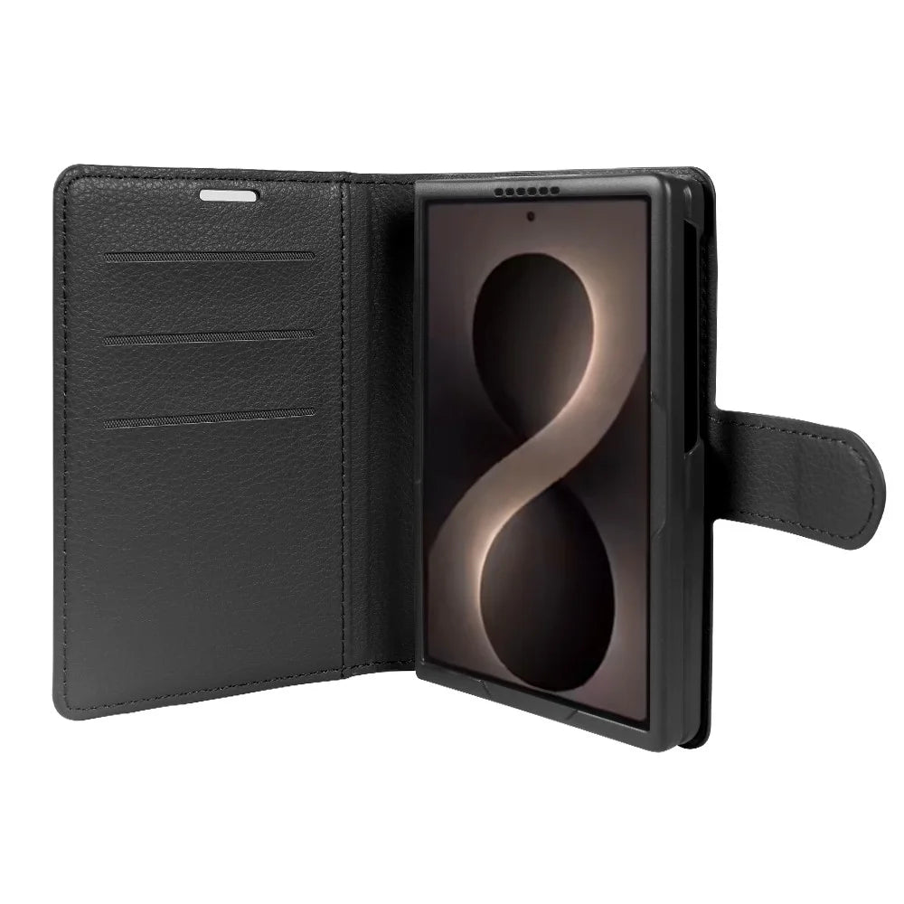 For Samsung Galaxy Z Fold8 Case Wallet Stand Litchi Texture Shockproof Leather Phone Cover - Black - 4