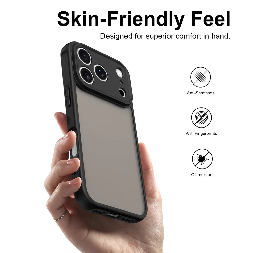 For iPhone 18 Pro Max  /  17 Pro Max Case Drop Proof Airbags Frosted Translucent PC + TPU Phone Back Cover - Black - 2