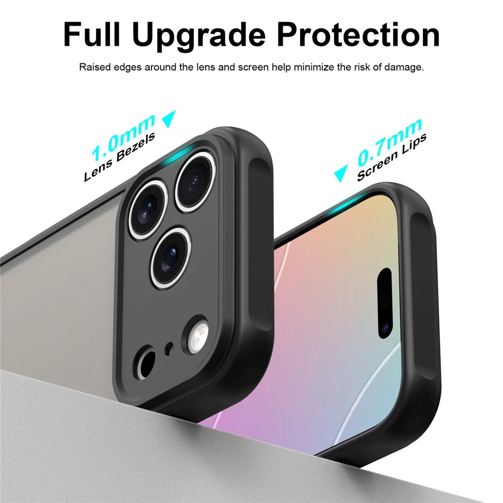 For iPhone 18 Pro Max  /  17 Pro Max Case Drop Proof Airbags Frosted Translucent PC + TPU Phone Back Cover - Black - 3