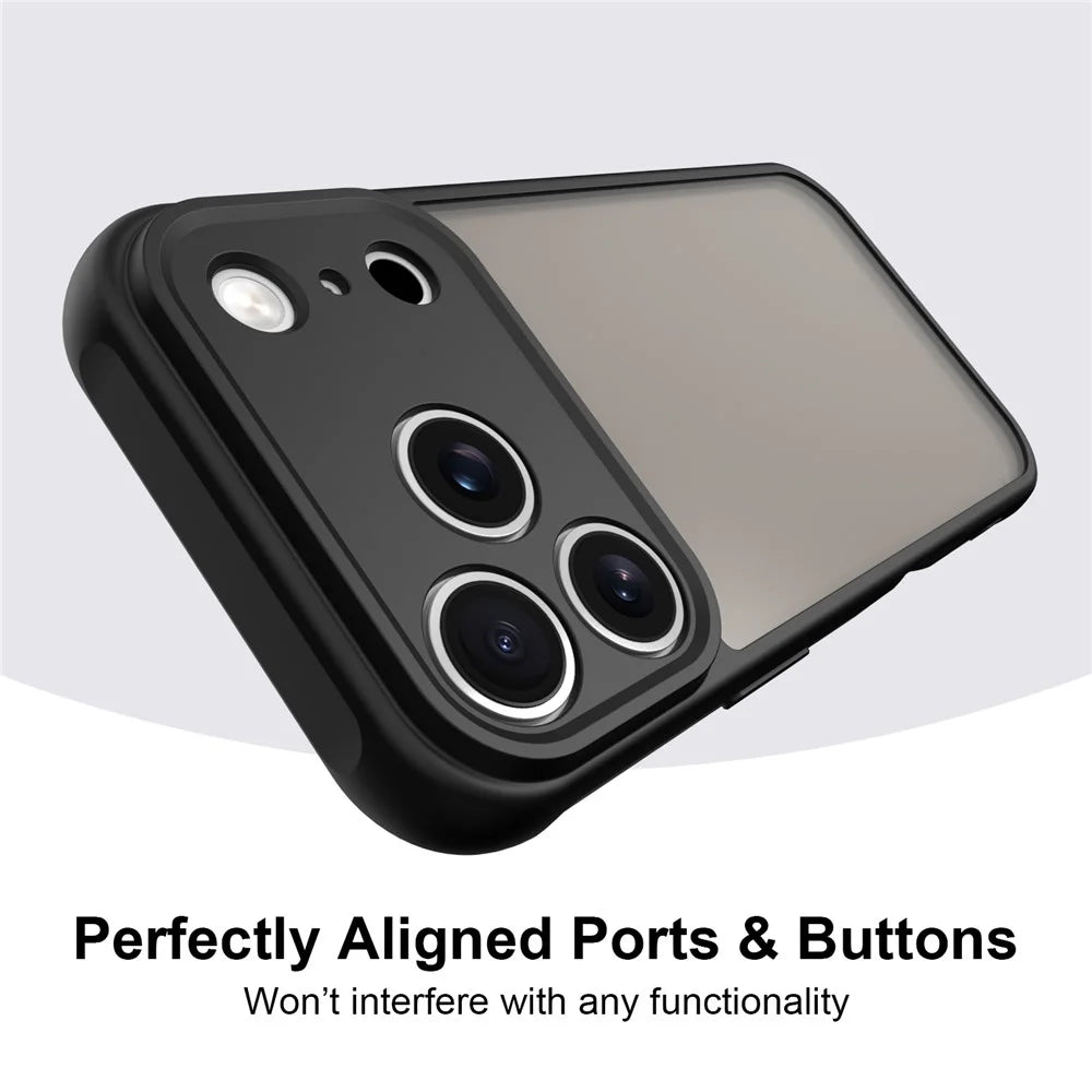 For iPhone 18 Pro Max  /  17 Pro Max Case Drop Proof Airbags Frosted Translucent PC + TPU Phone Back Cover - Black - 5