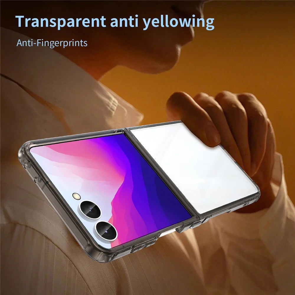 For Samsung Galaxy Z Flip8 Case TPU + Acrylic Phone Back Cover Anti Yellowing - Black - 3