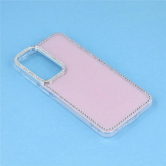 For Samsung Galaxy S26 FE Case Rhinestone Edge Glitter Back TPU + PC IMD Phone Cover - Glitter Light Pink - 3