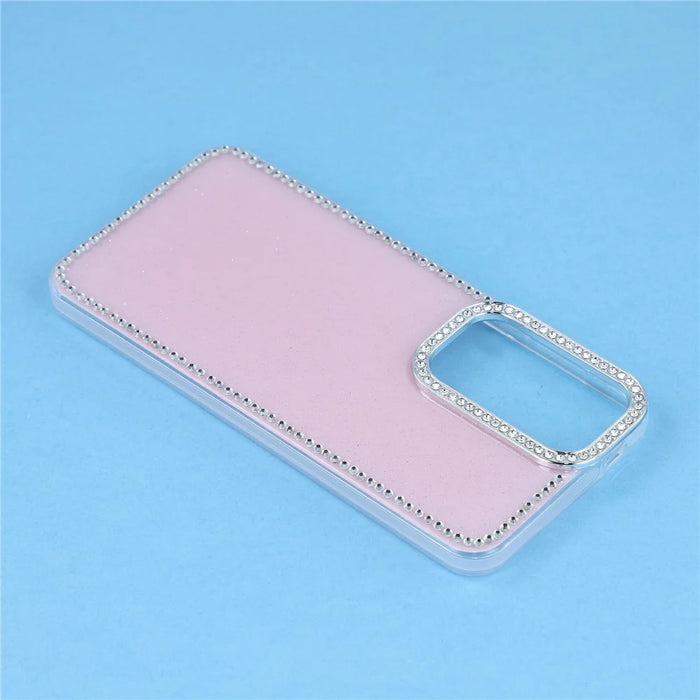For Samsung Galaxy S26 FE Case Rhinestone Edge Glitter Back TPU + PC IMD Phone Cover - Glitter Light Pink - 4