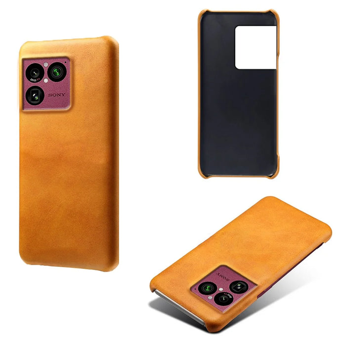 For Sony Xperia 1 VIII Case Calf Texture PU Leather Coated PC Phone Cover - Orange - 2