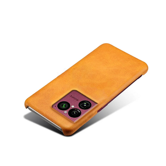 For Sony Xperia 1 VIII Case Calf Texture PU Leather Coated PC Phone Cover - Orange - 3