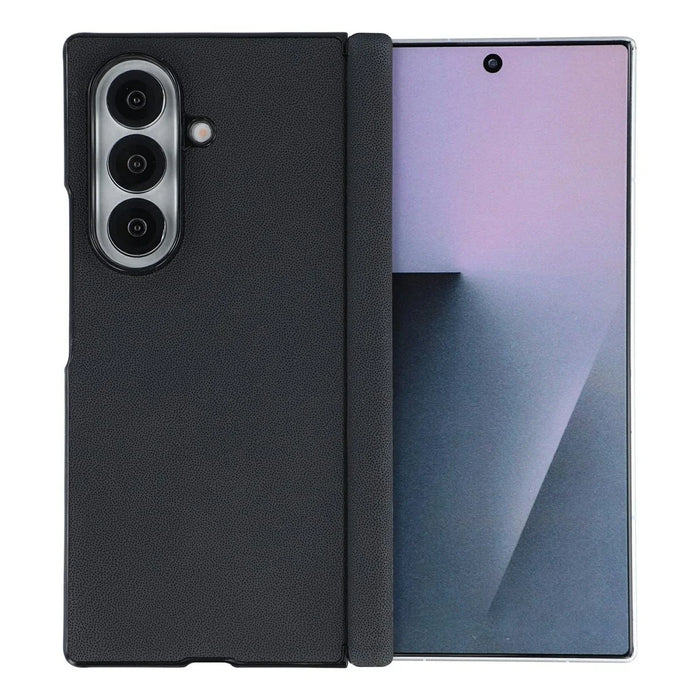 For Samsung Galaxy Z Fold7 5G Case Hinge Protection PU Leather + PC Scratch Resistant Phone Cover - Black - 1