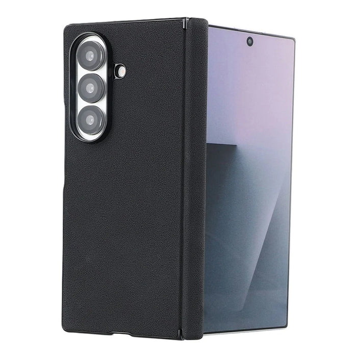 For Samsung Galaxy Z Fold7 5G Case Hinge Protection PU Leather + PC Scratch Resistant Phone Cover - Black - 2