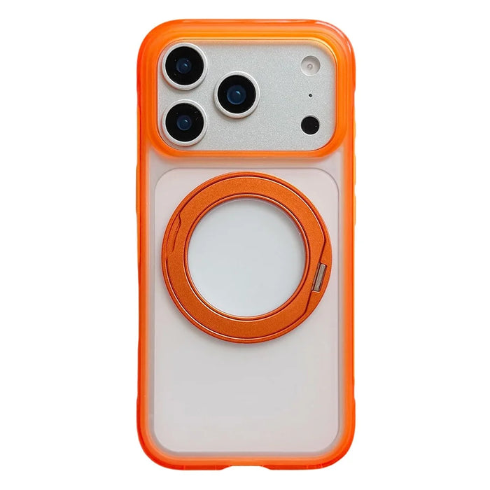 For iPhone 17 Pro Case Magnetic Kickstand PC + TPU Airbag Shockproof Phone Cover with AI Button - Orange - 1