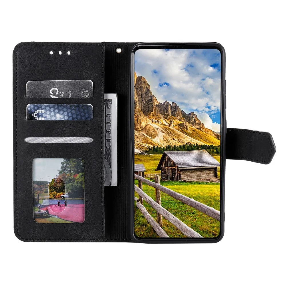 For Samsung Galaxy S23 Stand Wallet Phone Case Splicing Stitching PU Leather + TPU Cover - Black - 2