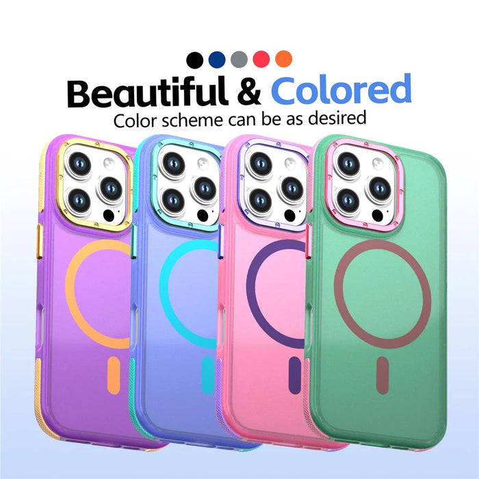 For iPhone 16 Pro Magnetic Case Color Blocking PC + TPU Anti-Fingerprint Phone Cover - Blue - 6