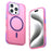 For iPhone 16 Pro Max Magnetic Case Color Blocking PC + TPU Anti-Fingerprint Phone Cover - Pink - 1
