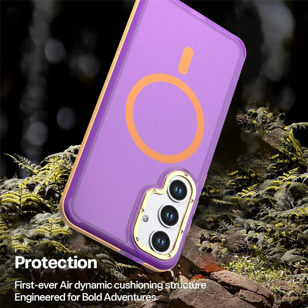 For Samsung Galaxy S24  /  Galaxy S25 Magnetic Case Color Blocking PC + TPU Anti-Fingerprint Phone Cover - Purple - 4