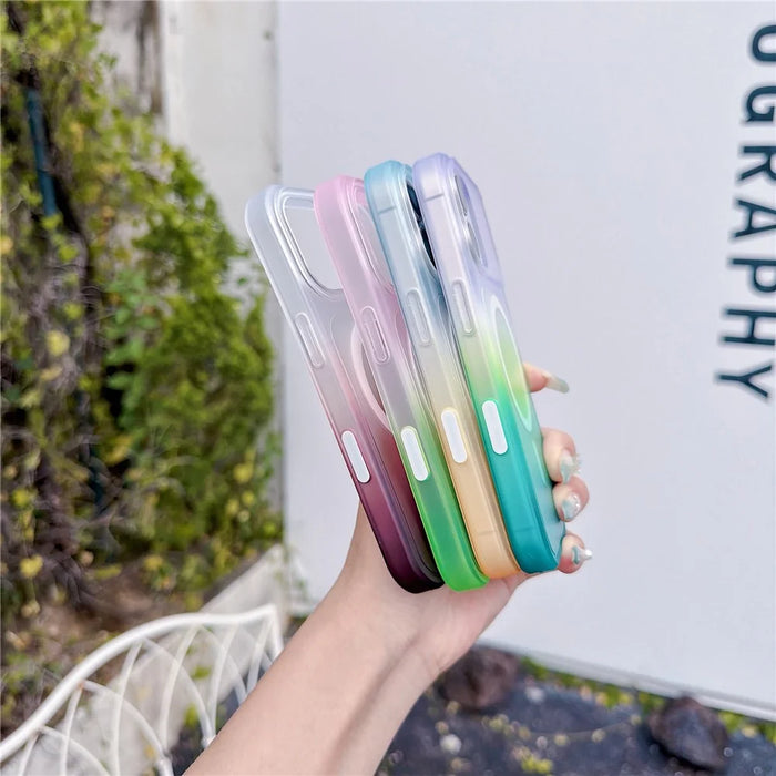 For iPhone 16 Magnetic Case AI Touch Button Gradient Color TPU Phone Cover - Blue - 4