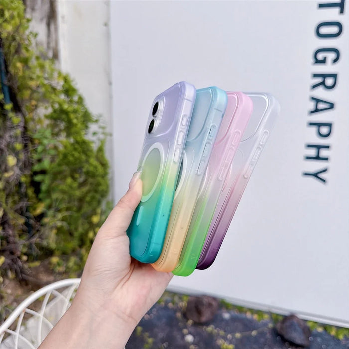 For iPhone 16 Magnetic Case AI Touch Button Gradient Color TPU Phone Cover - Blue - 5