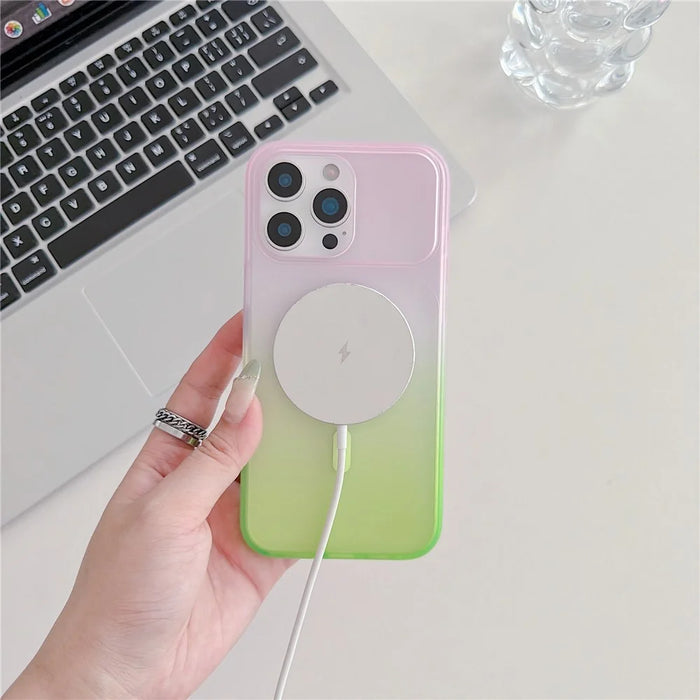 For iPhone 16 Pro Magnetic Case AI Touch Button Gradient Color TPU Phone Cover - Green - 2