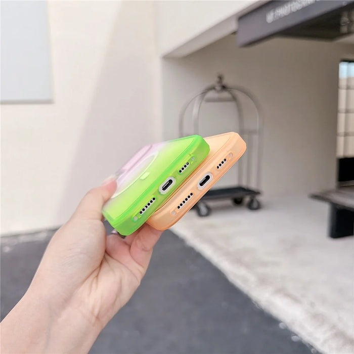 For iPhone 16 Pro Magnetic Case AI Touch Button Gradient Color TPU Phone Cover - Green - 3