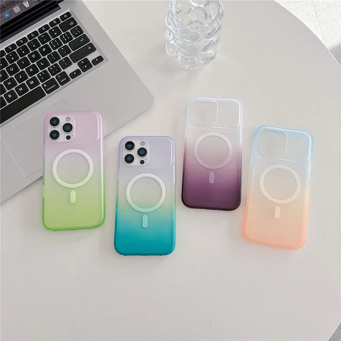 For iPhone 16 Pro Magnetic Case AI Touch Button Gradient Color TPU Phone Cover - Green - 6