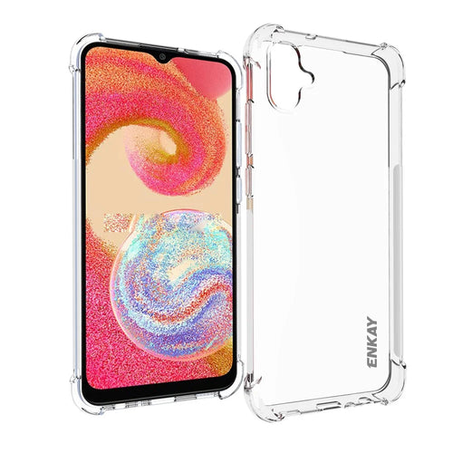 ENKAY HAT PRINCE For Samsung Galaxy A04e 4G / F04 4G / M04 4G Slim Fit TPU Case Thickened Corners Anti-slip Strip Edge Clear Smartphone Cover - 1