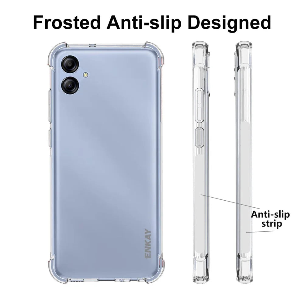 ENKAY HAT PRINCE For Samsung Galaxy A04e 4G / F04 4G / M04 4G Slim Fit TPU Case Thickened Corners Anti-slip Strip Edge Clear Smartphone Cover - 4
