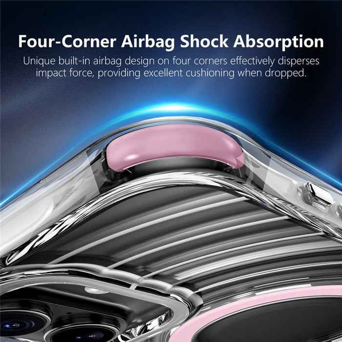 For iPhone 17 Magnetic Case Airbag Corner Shockproof Ripple TPU Phone Cover - Pink - 5