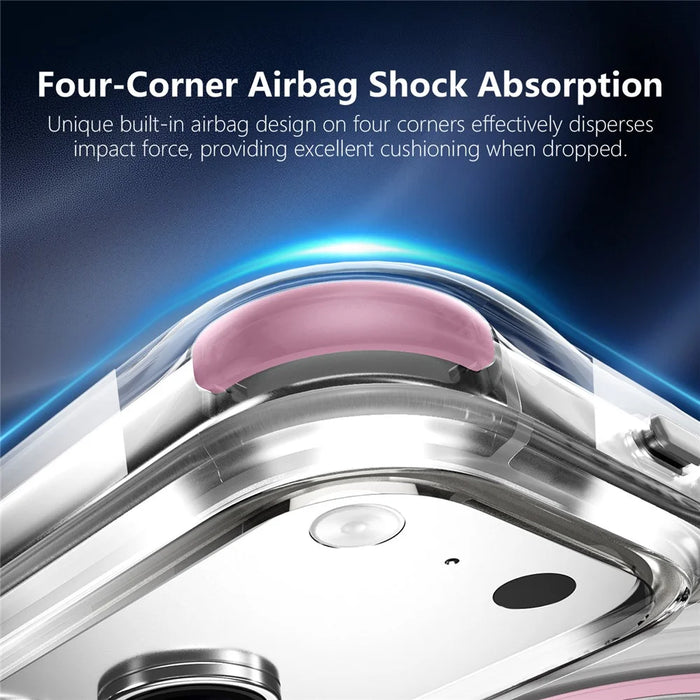 For iPhone 17 Pro Max Magnetic Case Airbag Corner Shockproof Ripple TPU Phone Cover - Pink - 5