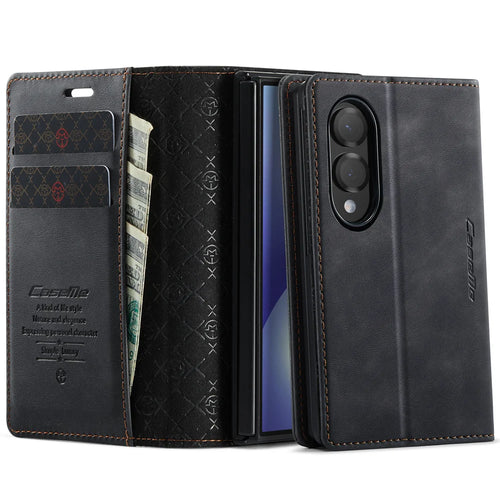 CASEME for Samsung Galaxy Z Fold8 Case  033 Series RFID Blocking Wallet Stand Calf Texture Leather Phone Cover - Black - 1