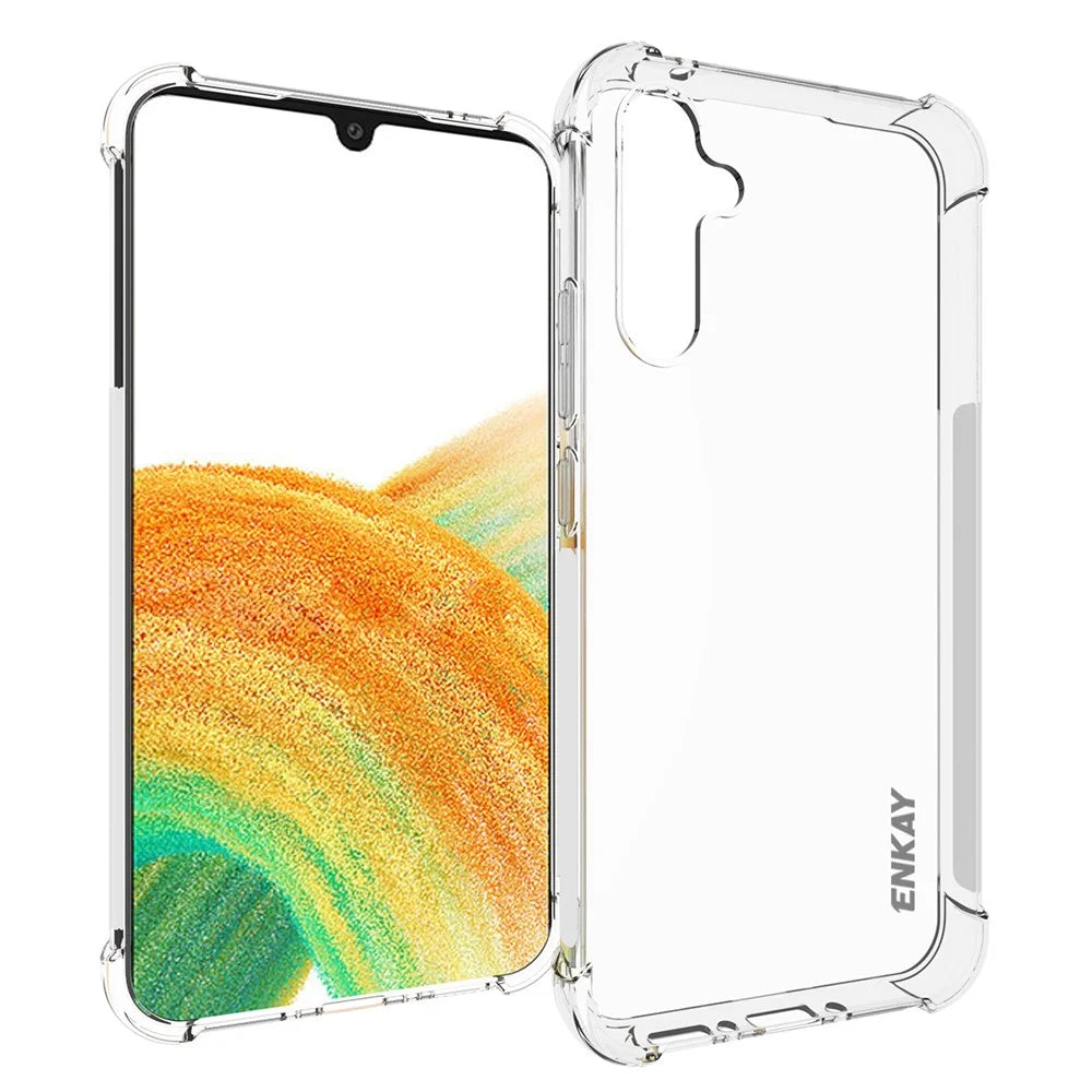 ENKAY HAT PRINCE TPU Phone Case for Samsung Galaxy A34 5G, Anti-slip Strip Edge Clear Thickened Corners Shockproof Phone Cover - 1