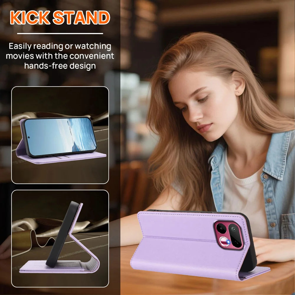 For Realme 16T 5G Wallet Case RFID Blocking Butterfly Imprinted Magnetic Flip Leather Cover - Light Purple - 3