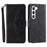 For Samsung Galaxy S23+ Splicing Stitching PU Leather Stand Case Magnetic Clasp Phone Wallet Cover - Black - 1