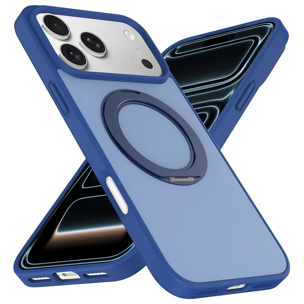 For iPhone 18 Pro  /  17 Pro Case with Rotating Magnetic Kickstand PC + TPU Skin-Touch Phone Cover - Sapphire - 2