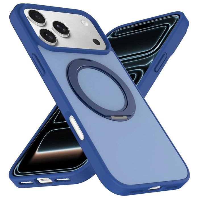 For iPhone 18 Pro Max  /  17 Pro Max Case with Rotating Magnetic Kickstand PC + TPU Skin-Touch Phone Cover - Sapphire - 2