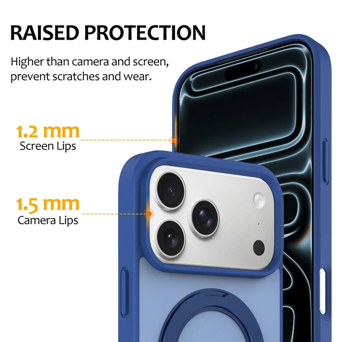For iPhone 18 Pro Max  /  17 Pro Max Case with Rotating Magnetic Kickstand PC + TPU Skin-Touch Phone Cover - Sapphire - 5