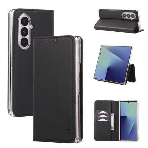 ABEEL For Samsung Galaxy Z Fold8 Ultra Case RFID Blocking Leather Flip Fold Phone Cover - Black - 1