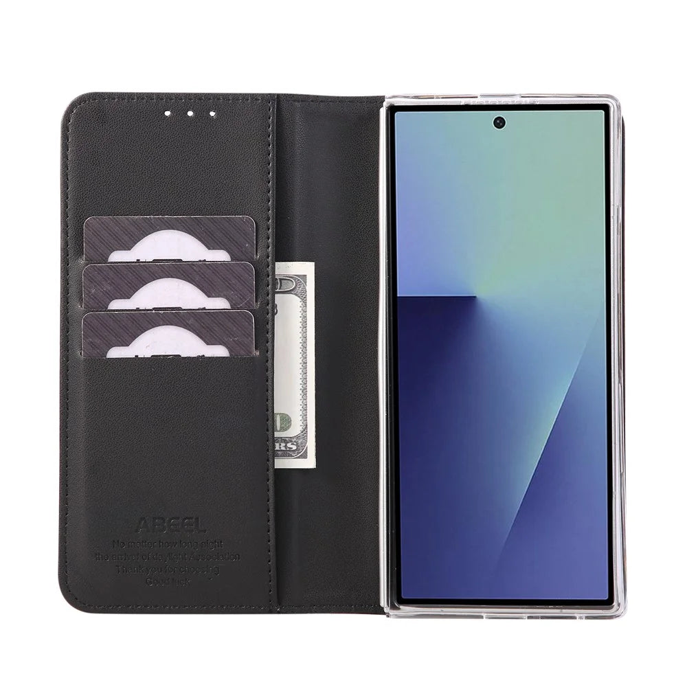 ABEEL For Samsung Galaxy Z Fold8 Ultra Case RFID Blocking Leather Flip Fold Phone Cover - Black - 7