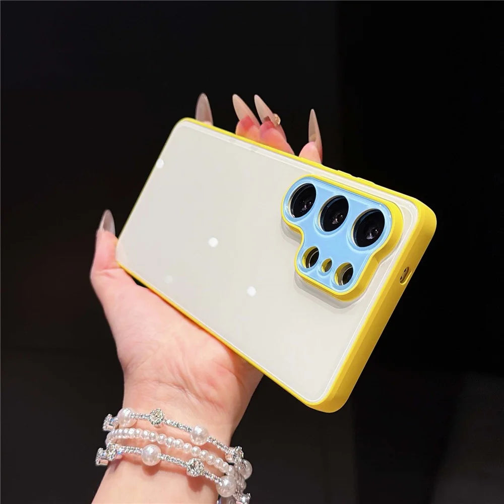 For Samsung Galaxy S24 Ultra Case Contrast Color PC + TPU Phone Cover - Yellow  /  White  /  Blue - 2