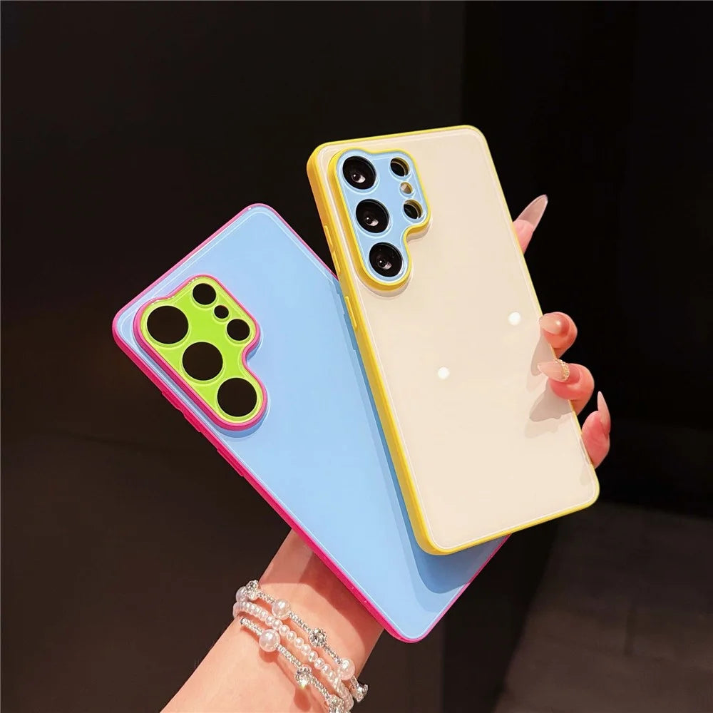 For Samsung Galaxy S24 Ultra Case Contrast Color PC + TPU Phone Cover - Yellow  /  White  /  Blue - 3