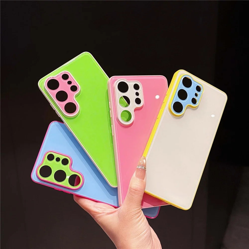 For Samsung Galaxy S24 Ultra Case Contrast Color PC + TPU Phone Cover - Yellow  /  White  /  Blue - 7
